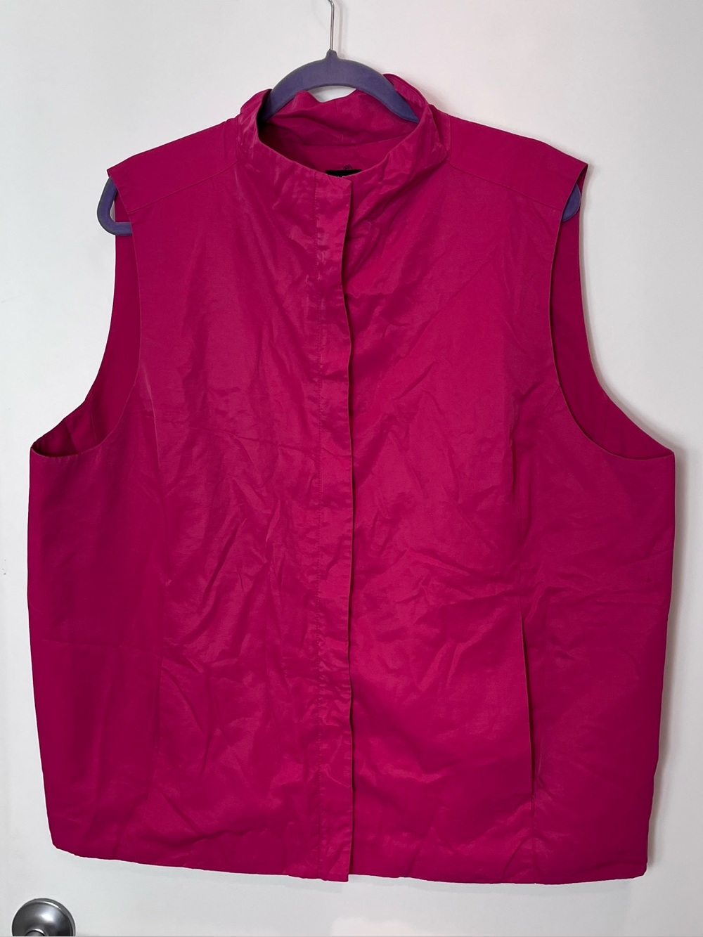 Eileen Fisher Women Sleeveless Full Zip Vest Jacket Size 2X Hot Pink Pocketd